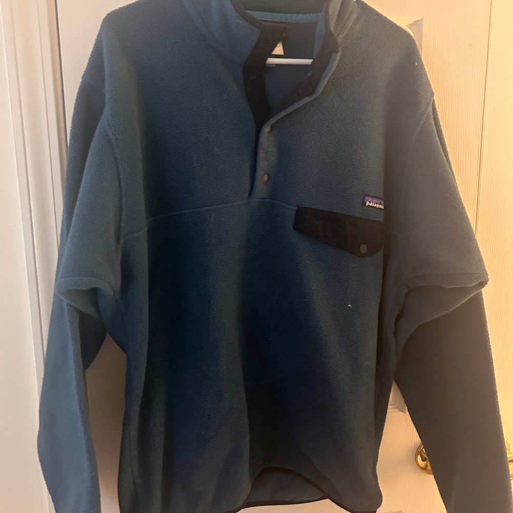 Patagonia Navy Fleece Pullover with Black Accents